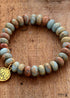Boho Bracelet, Stretchy Bracelet, 10MM Brown Imperial Japser Lotus